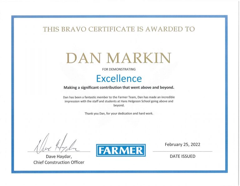 And the Bravo Award goes to…….Dan Markin!